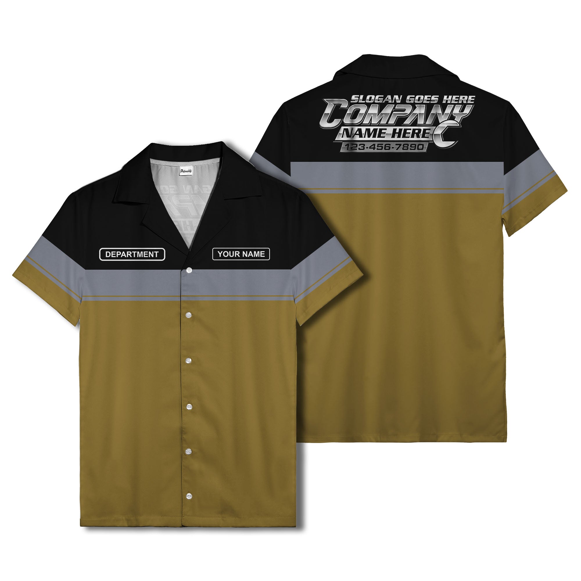 customizable department name gray stripe minimalist hawaiian shirt
