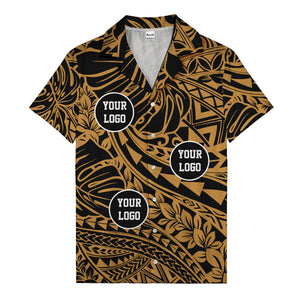 customizable logo circles pattern black hawaiian shirt for men
