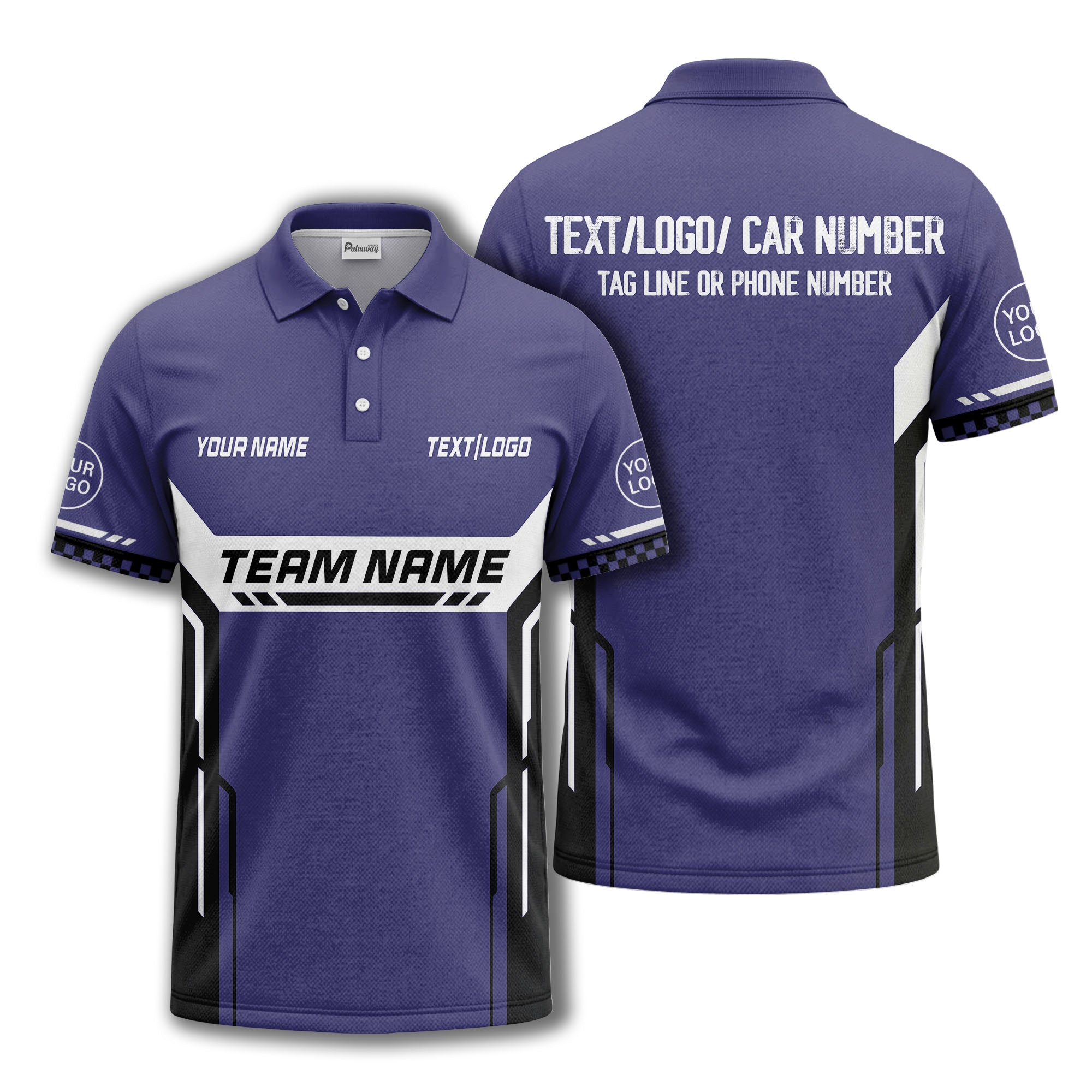 customizable team name geometric stripes polo shirt for men