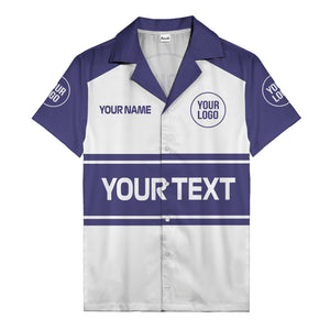 customizable text & logo horizontal stripe bowling hawaiian shirt