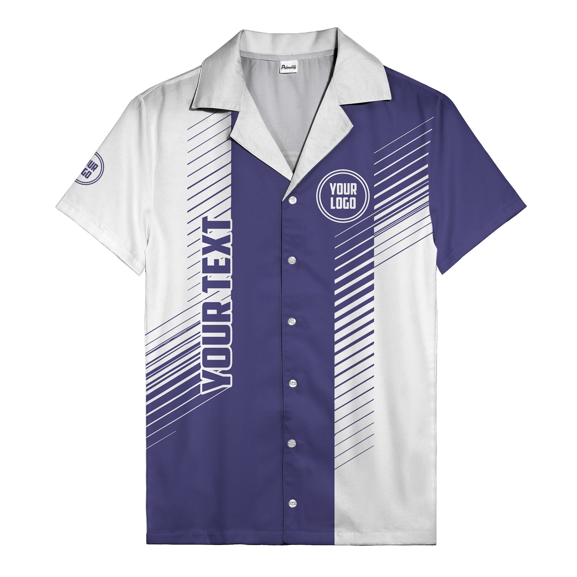 diagonal stripes & custom logo monochrome hawaiian shirt