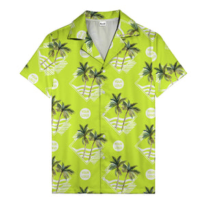 diamond waves & palm trees graphic hawaiian shirt for men