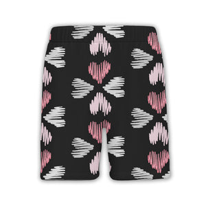 Elegant Bows and Hearts Hawaiian Shirt with Floral Branches in Dusty Rose
