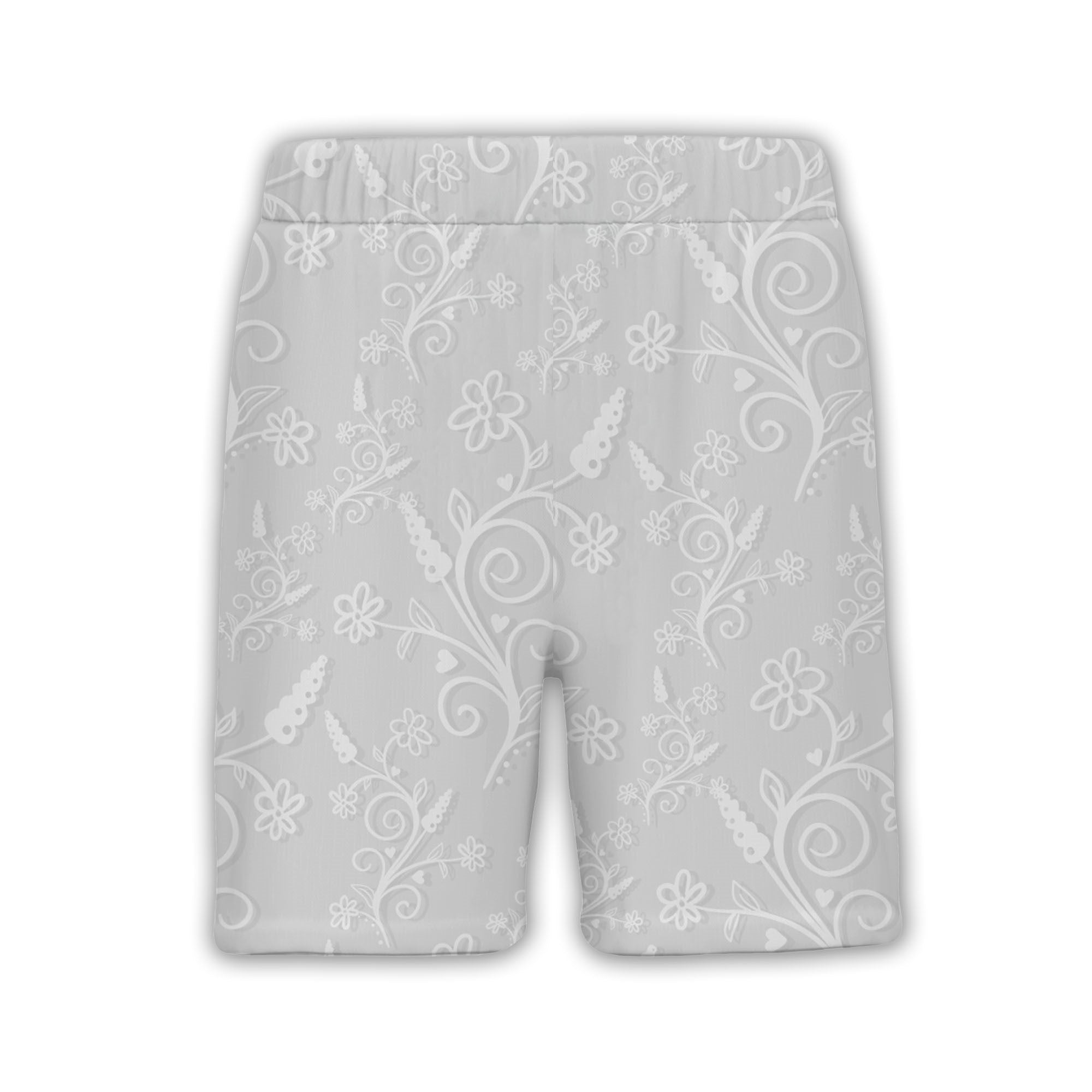 Elegant Gray Hawaiian Shirt with Embossed Floral and Heart Vine Pattern