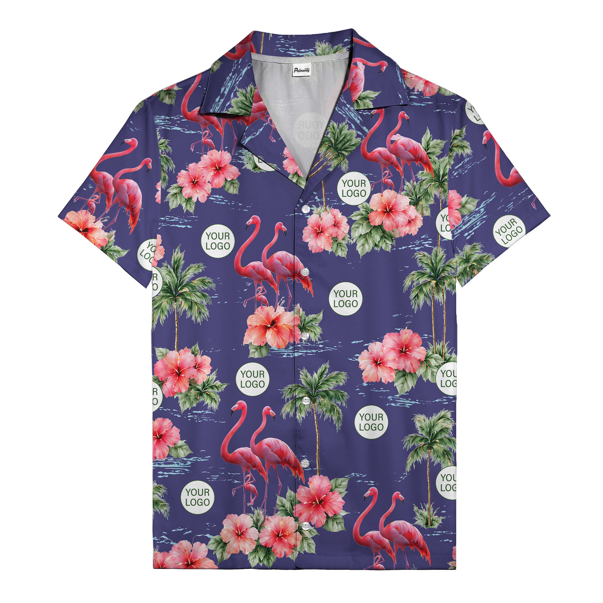 flamingo silhouettes palm trees hibiscus hawaiian shirt for men