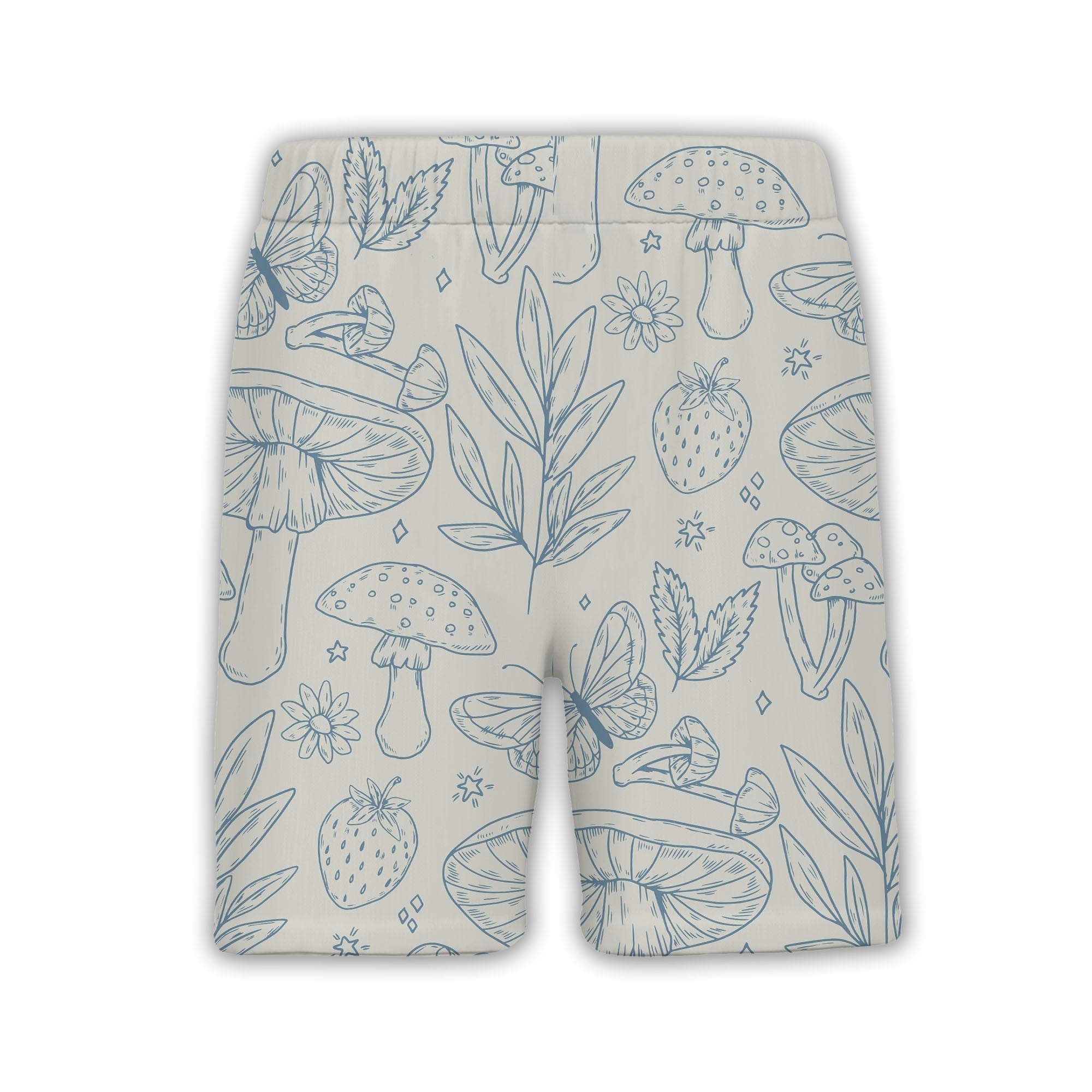 Fuchsia and Cyan Doodle Mushroom Hawaiian Shirt on Navy Blue