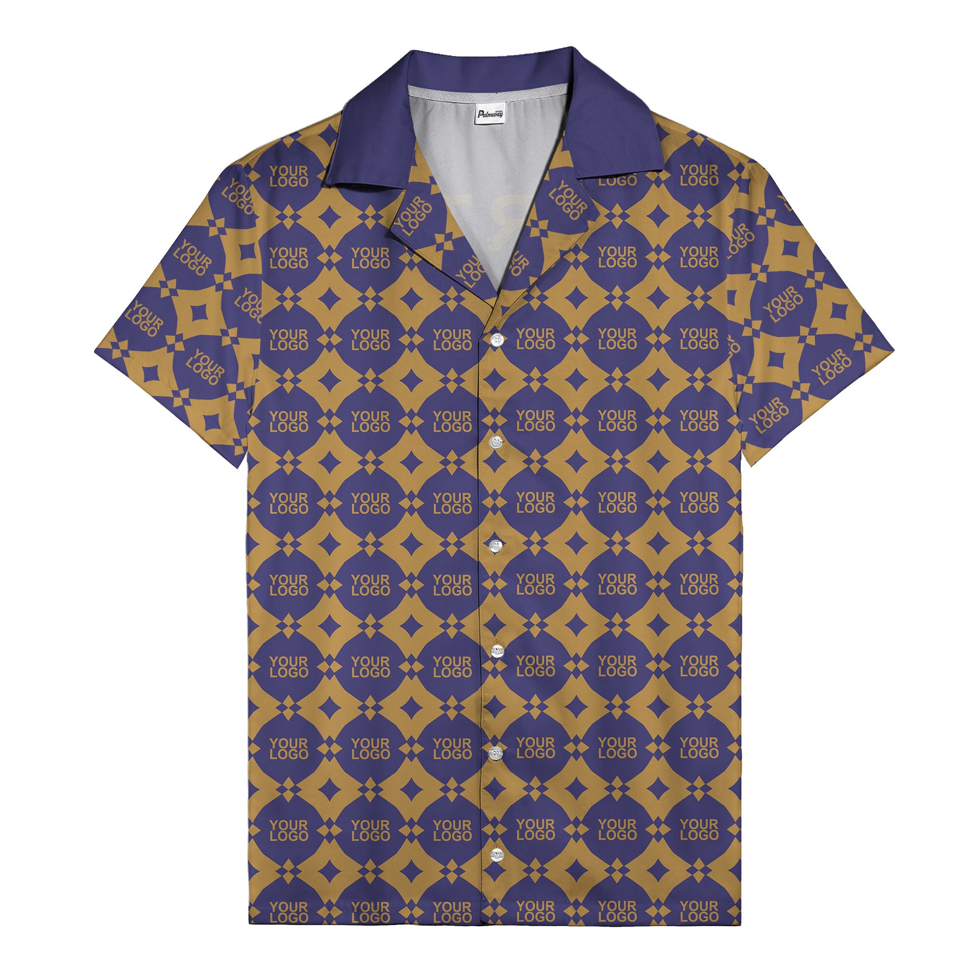 gold mon diamond lattice monogram hawaiian shirt for men