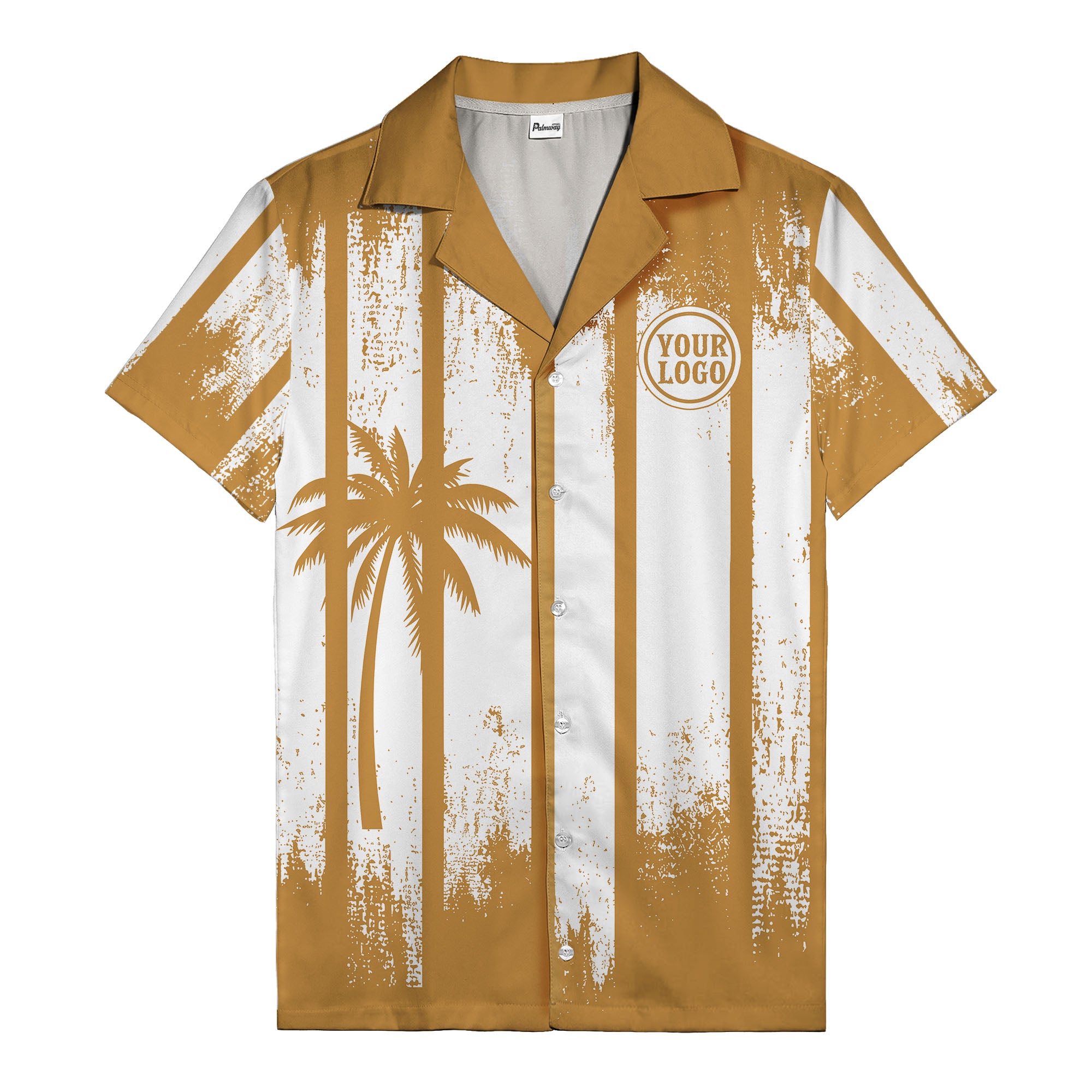grunge monochrome palm tree silhouettes & stripe hawaiian shirt for men