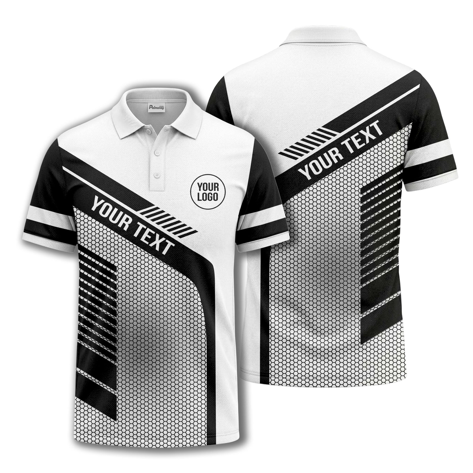 hexagon diagonal stripe geometric custom logo modern polo shirt