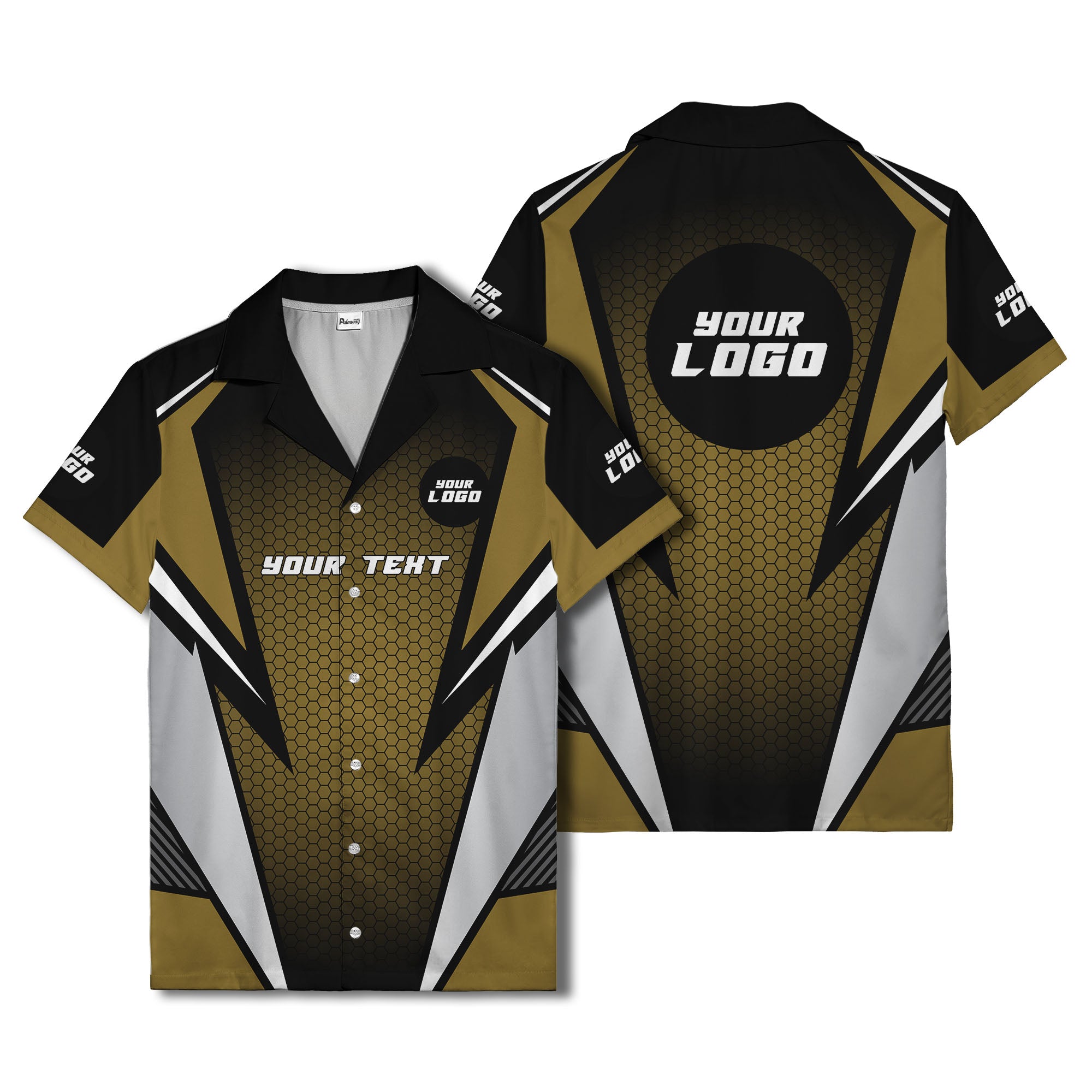 hexagon grid lightning bolt hawaiian shirt for men