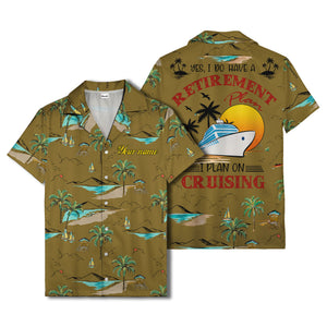 island paradise palm trees & sailboats sunset hawaiian shirt