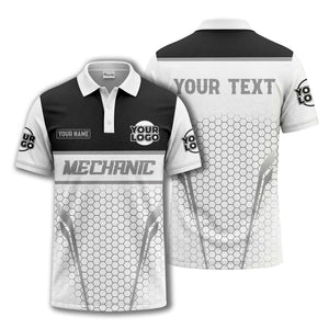 mechanic hexagon geometric pattern corporate uniform custom polo shirt