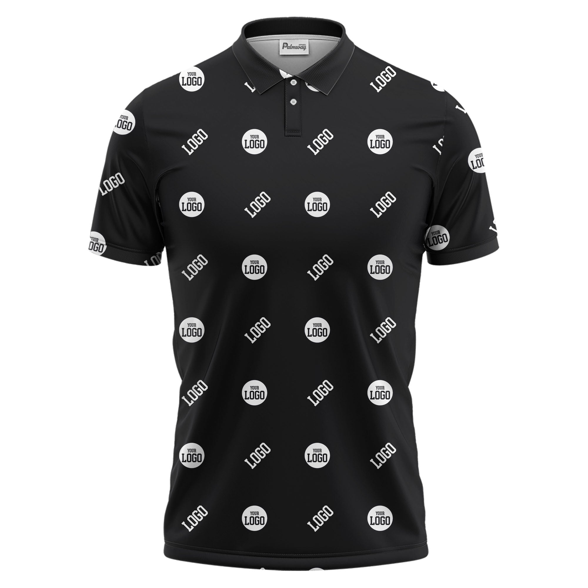 minimalist custom logo pattern polo shirt — clean repeating corporate design