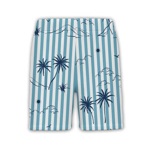 Modern Tropical Hawaiian Shirt on Black White Horizontal Stripes