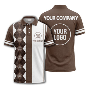 monochrome argyle diamond & custom logo polo shirt