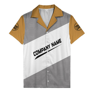 monochrome diagonal stripes & custom logo company name hawaiian shirt
