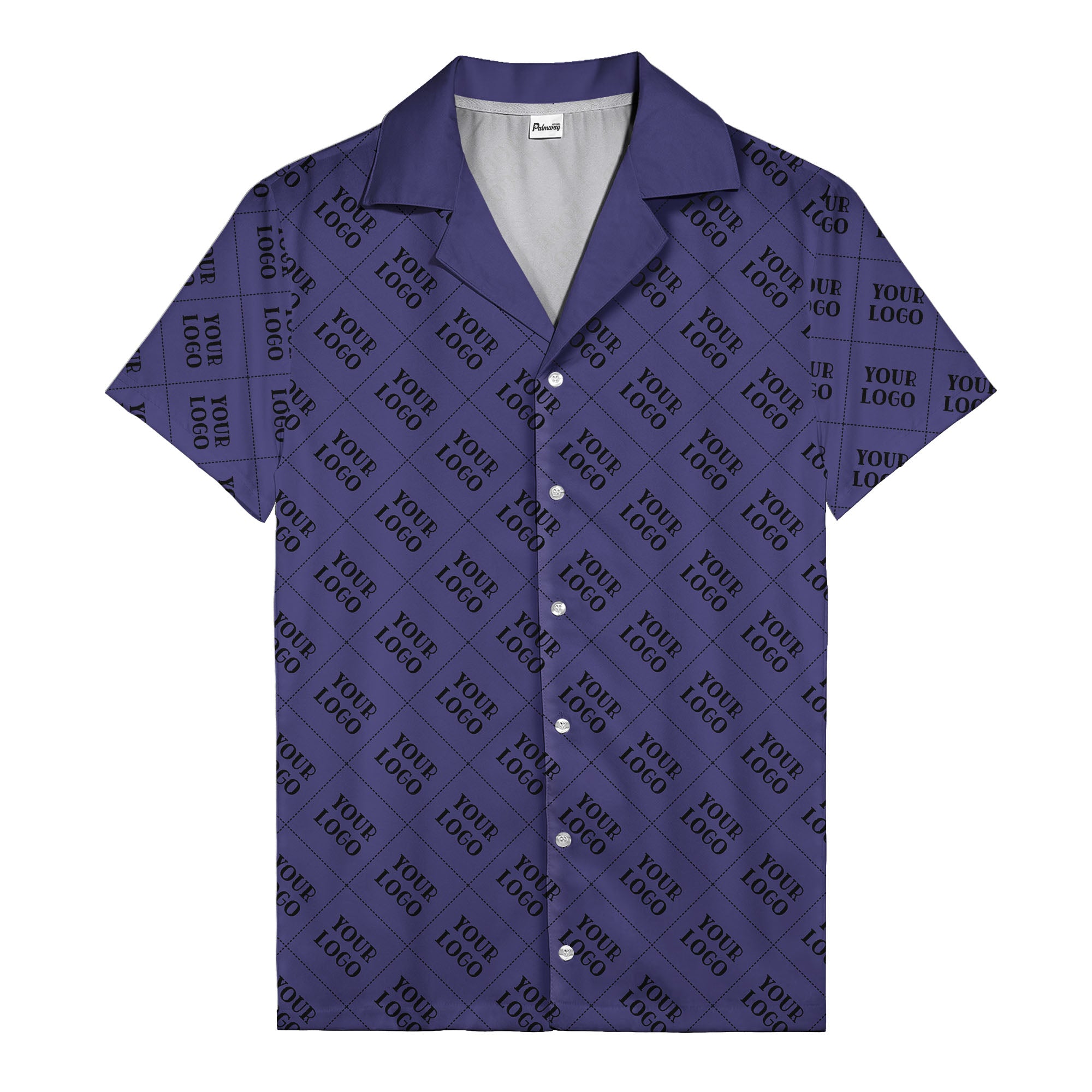 monochrome diamond grid custom logo repeat hawaiian shirt for men