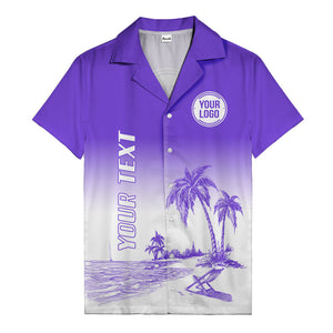 monochrome island scene palm trees & beach chair hawaiian shirt
