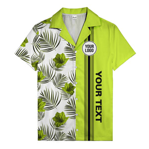 jet black monochrome tropical floral leaves hawaiian shirt for men