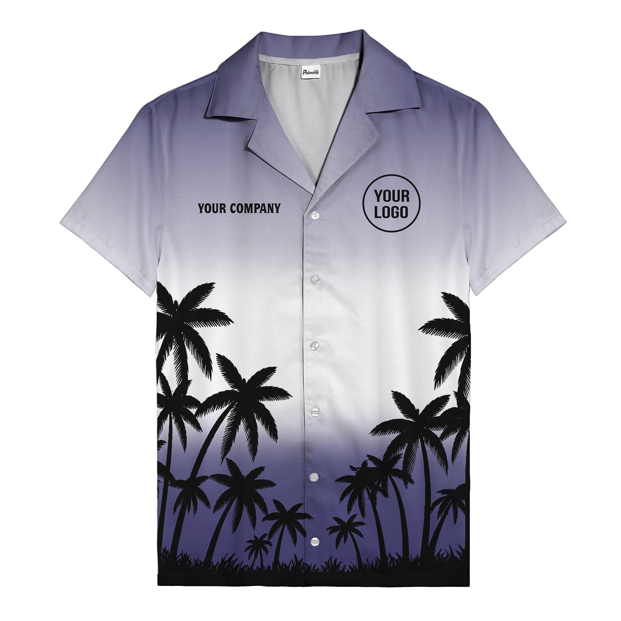 monochrome palm tree gradient silhouette hawaiian shirt for men