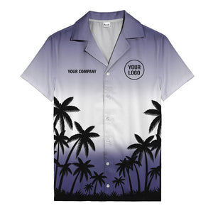 monochrome palm tree gradient silhouette hawaiian shirt for men