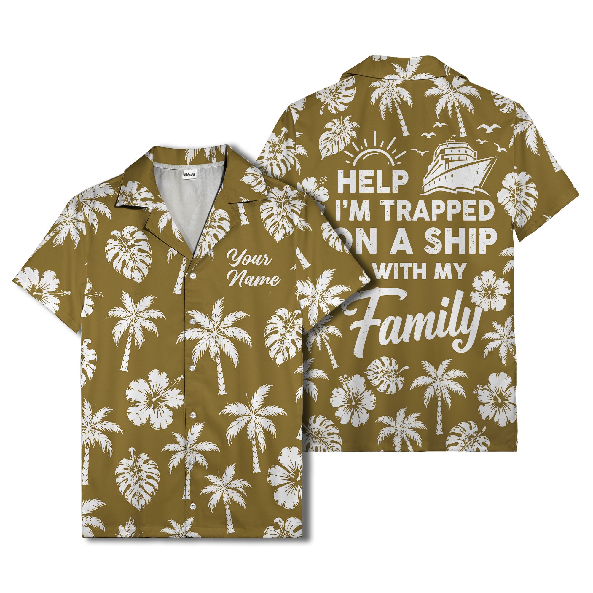 monochrome palm trees and hibiscus hawaiian shirt for men