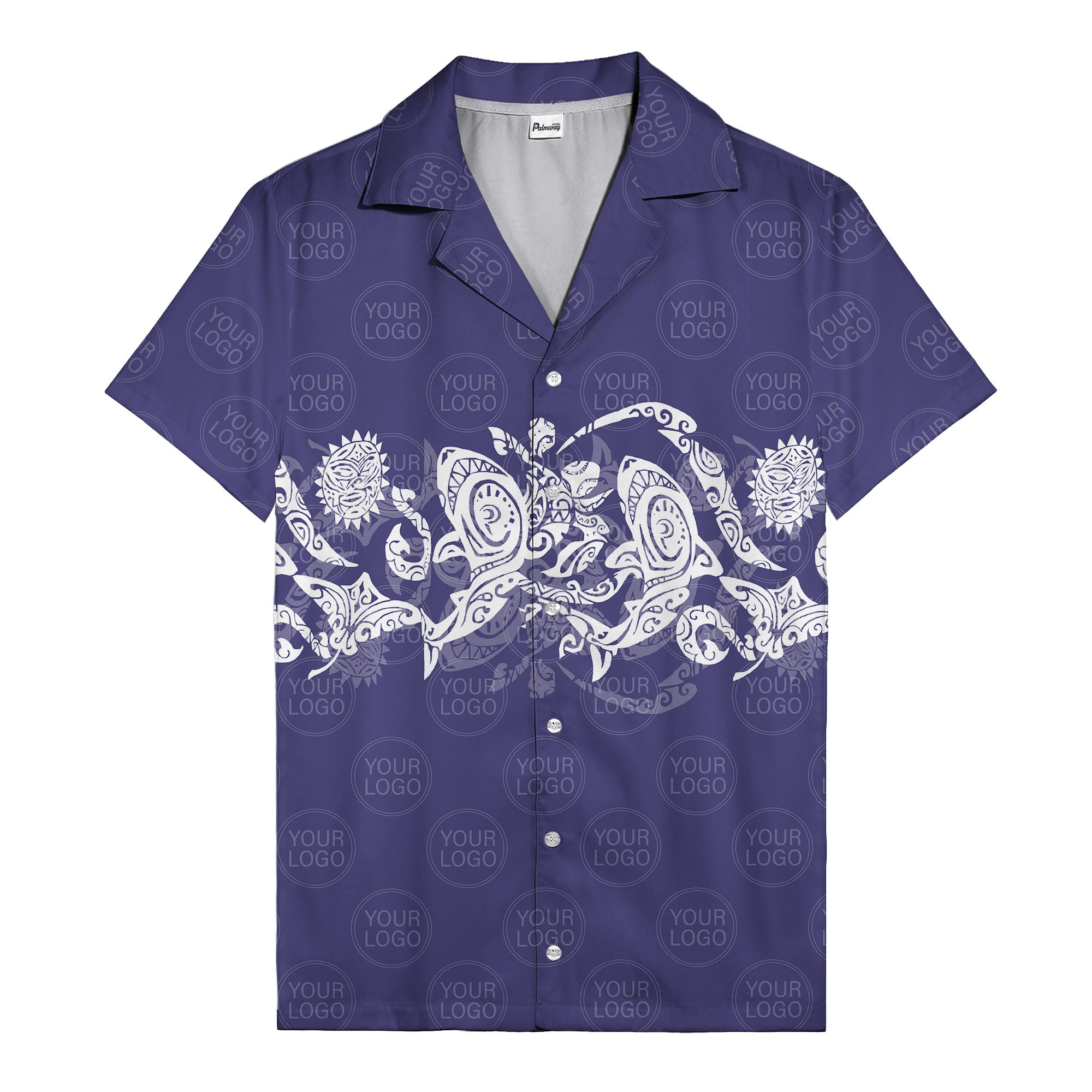 monochrome tribal turtle & sun motifs heritage hawaiian shirt