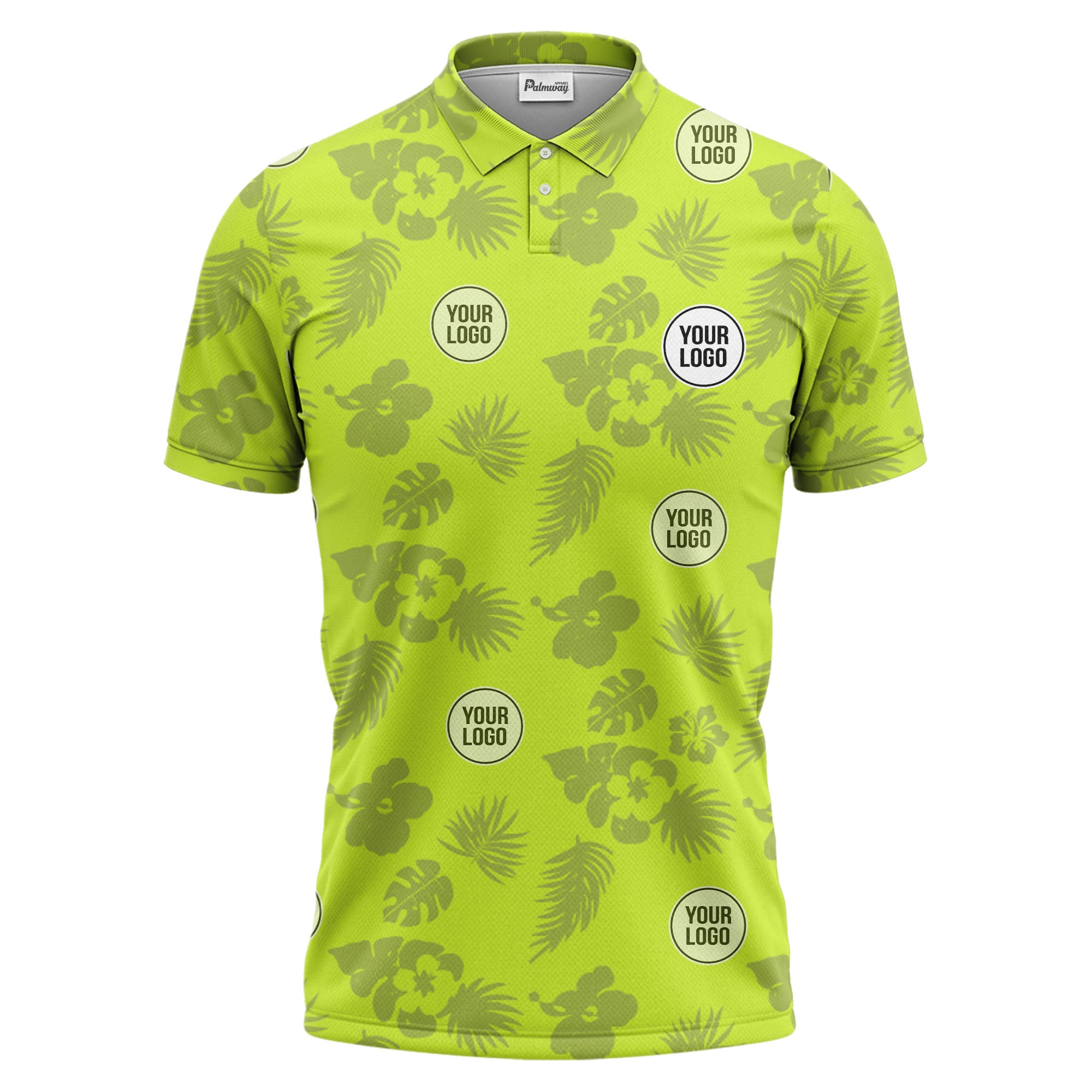 illustrated monochrome tropical flowers and leaves polo shirt for men