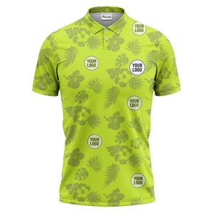 illustrated monochrome tropical flowers and leaves polo shirt for men