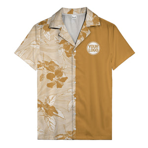 monochrome watercolor hibiscus and leaf repeat hawaiian shirt