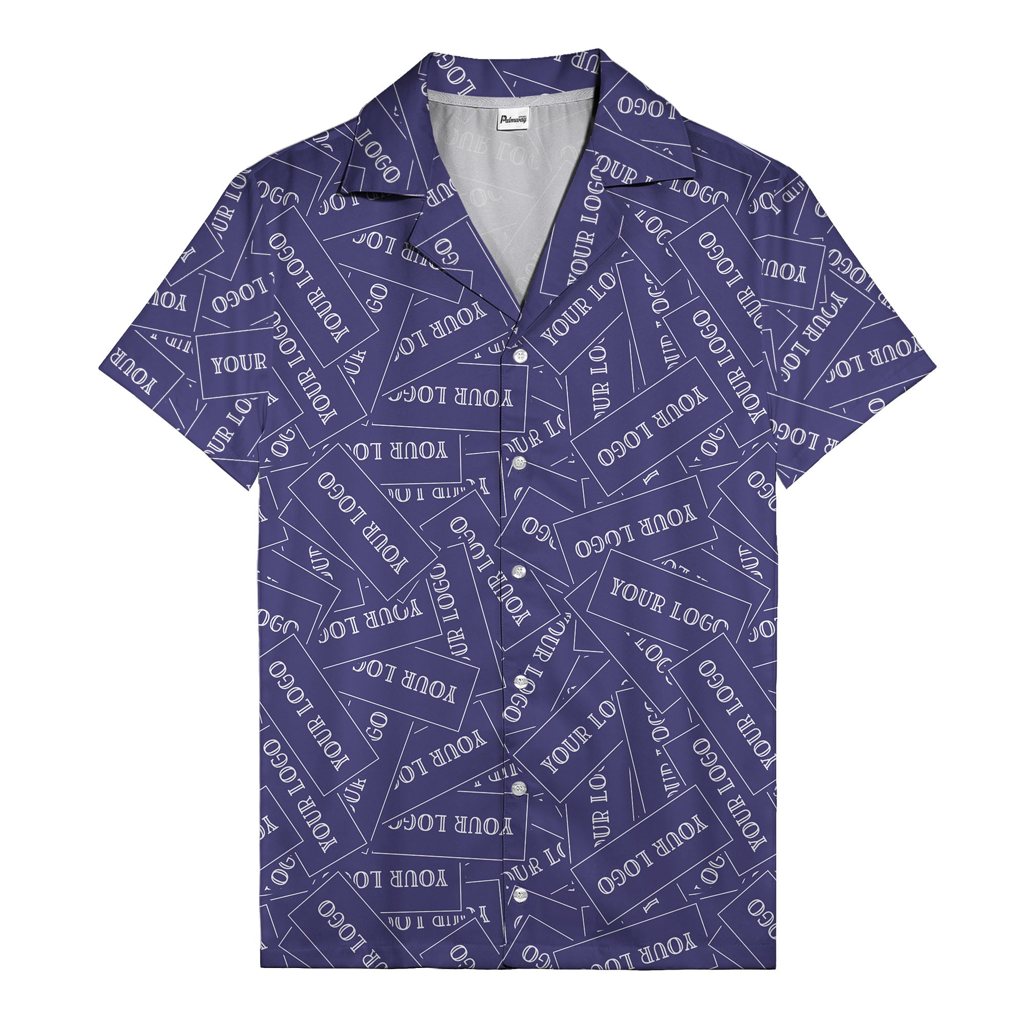 monochrome your logo repeat text graphic hawaiian shirt for men
