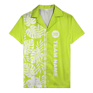 monstera leaf repeat black white graphic hawaiian shirt for men