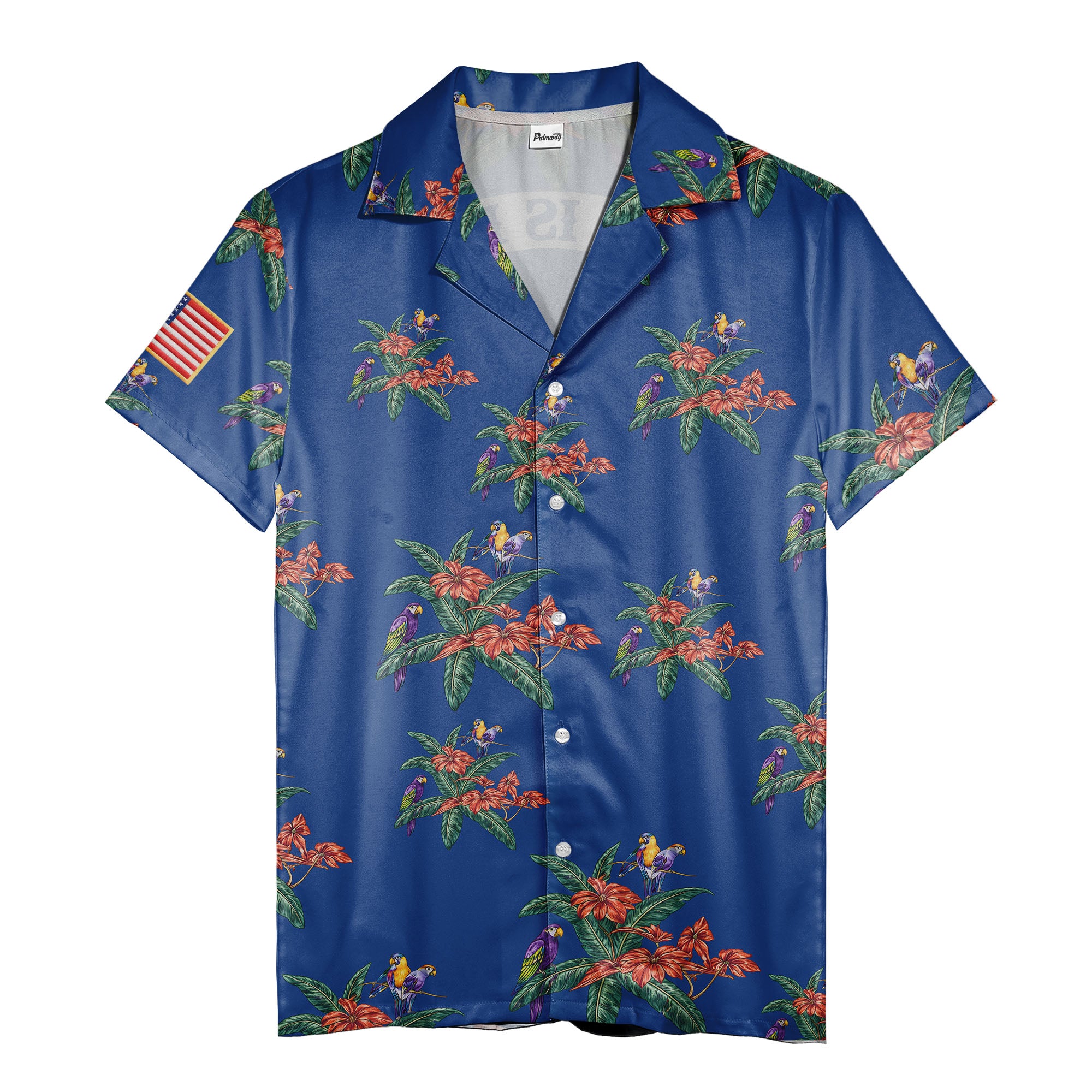 motorcycle parrot tropical hawaiian shirt, hibiscus floral aloha button down shirt
