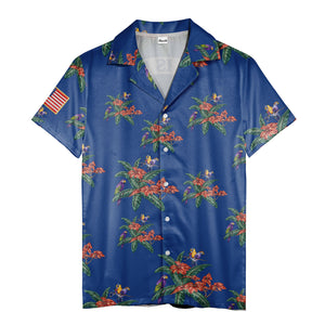 motorcycle parrot tropical hawaiian shirt, hibiscus floral aloha button down shirt