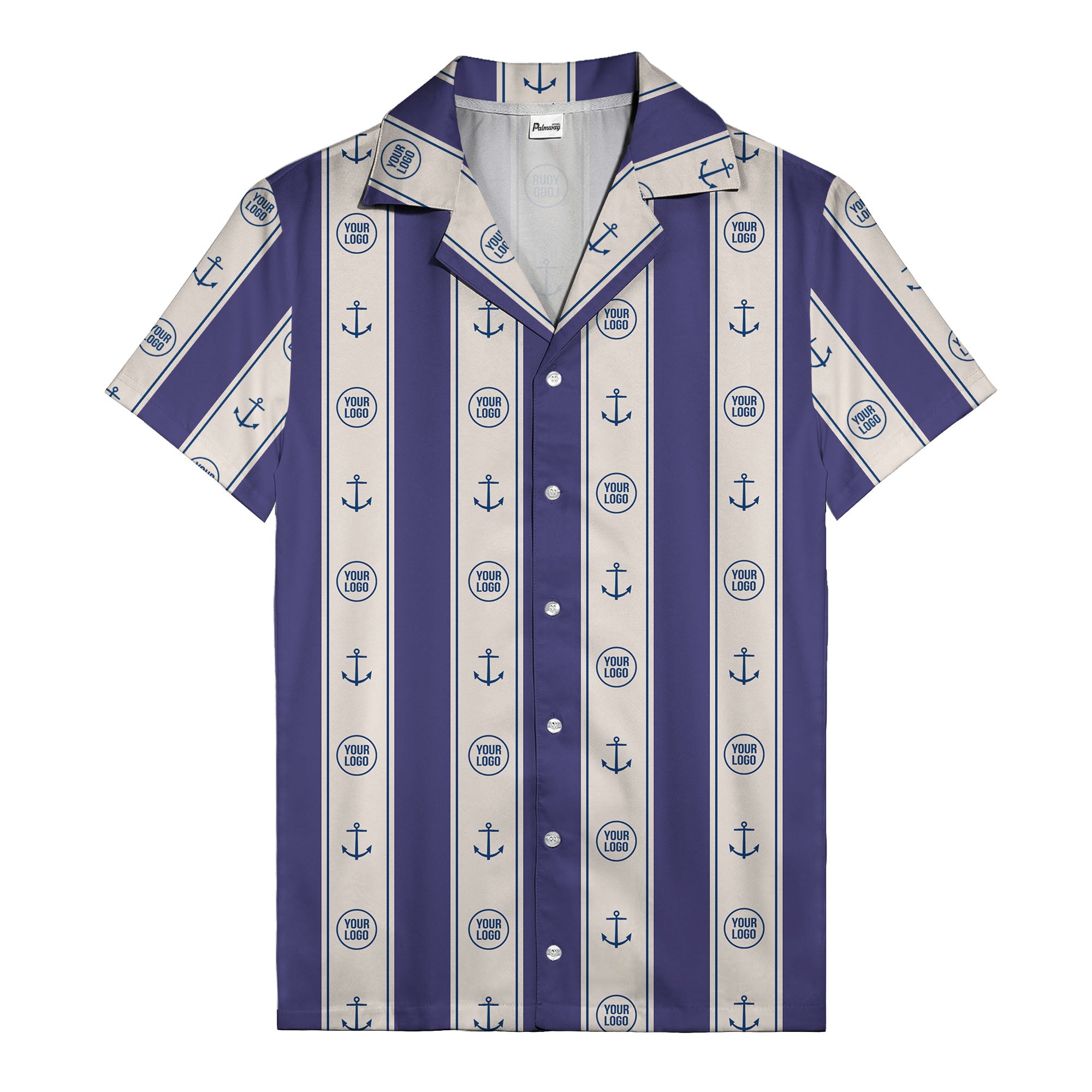 nautical anchors & custom logo repeat hawaiian shirt for men