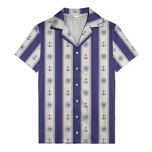 nautical anchors & custom logo repeat hawaiian shirt for men