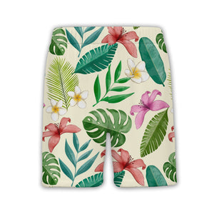 Pale Aqua Blue Watercolor Plumeria Hawaiian Shirt with Ranunculus and Palm
