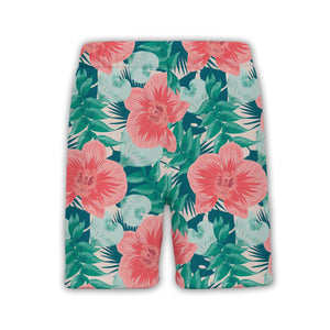 Pale Beige Cream Orchid Hawaiian Shirt with Elegant Palm and Monstera Leaves