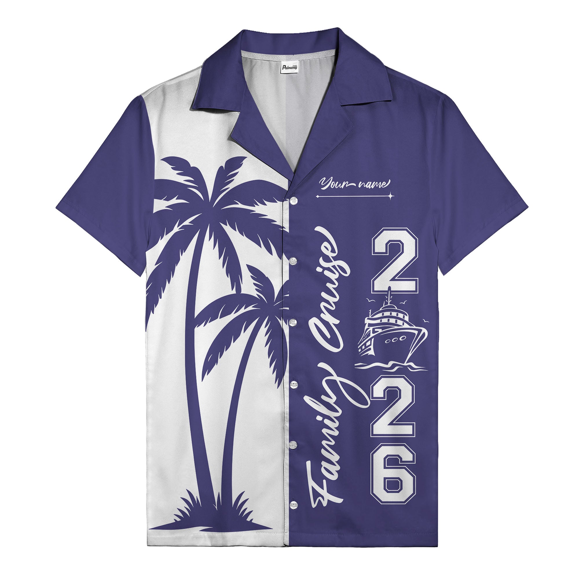 palm tree cruise ship family vacation graphic hawaiian shirt