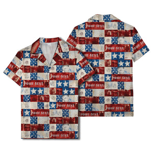 patchwork stars & stripes liberty bell eagle 1776 hawaiian shirt