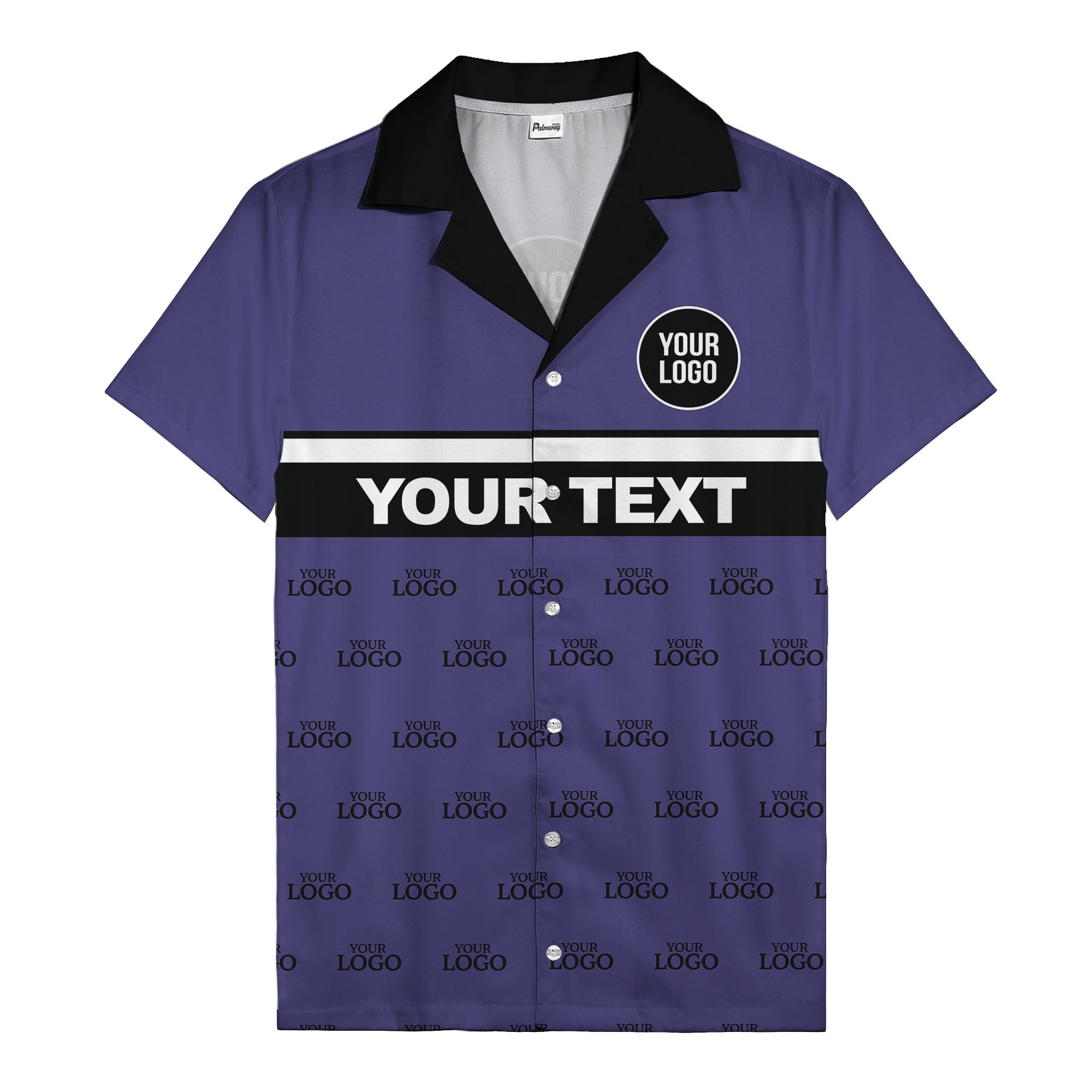 personalized logo & text striped hawaiian shirt for teams