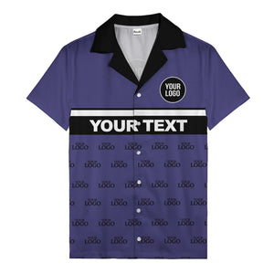 personalized logo & text striped hawaiian shirt for teams