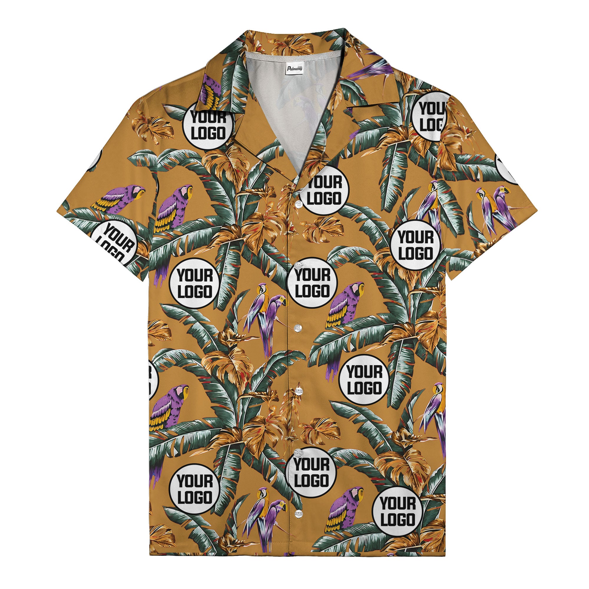 photorealistic parrots & palm leaves navy hawaiian shirt for men