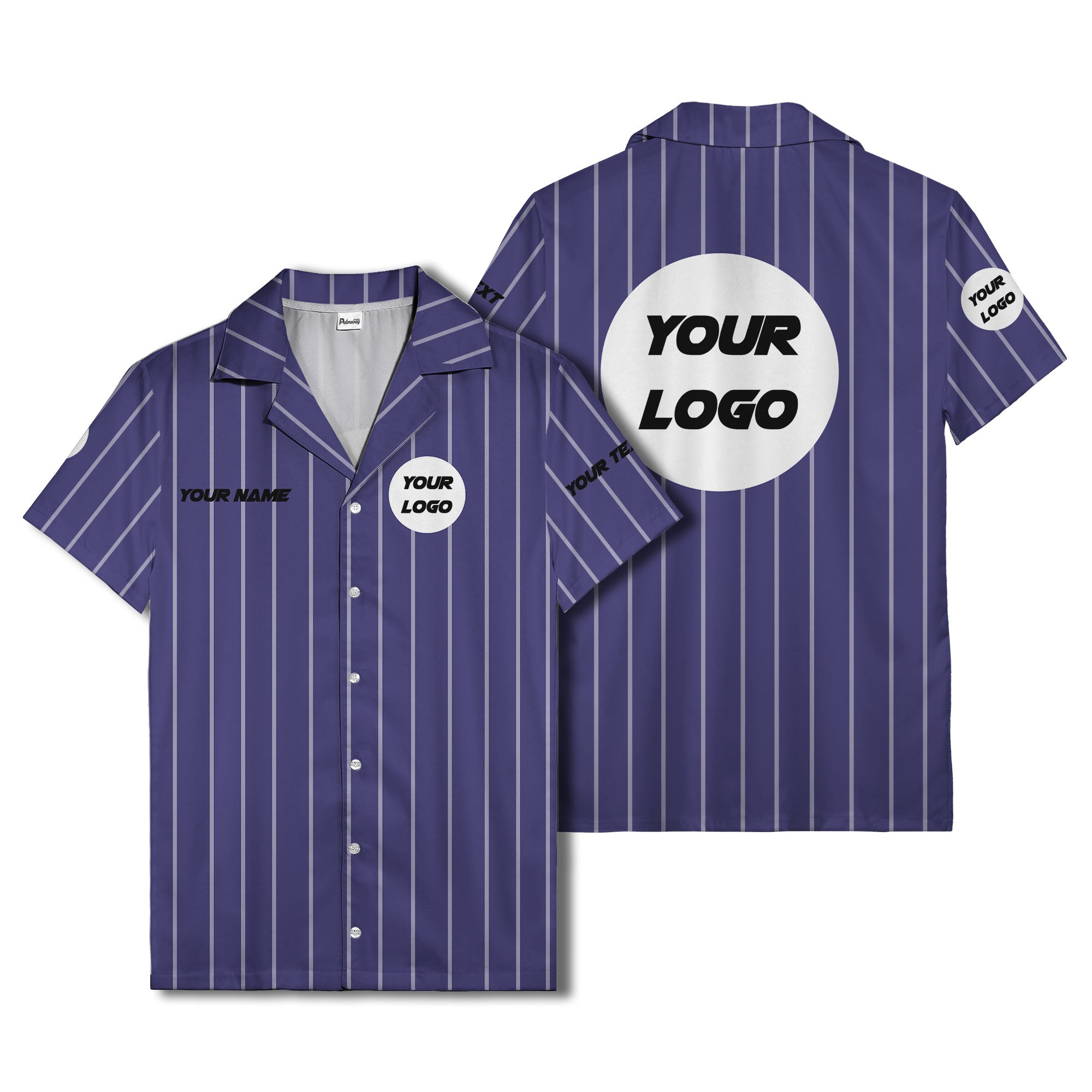pinstripe baseball jersey hawaiian shirt with custom name & number
