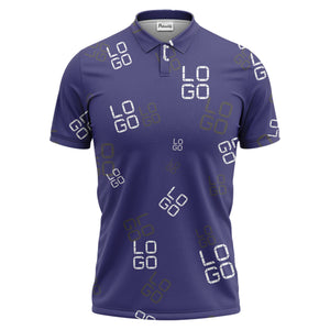 pixelated logo text pattern polo shirt | modern digital all-over design