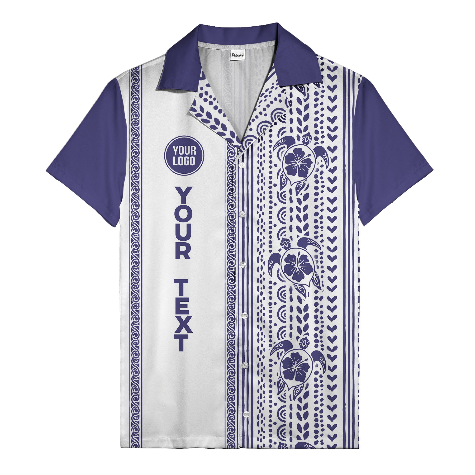 polynesian tribal turtles & hibiscus stripes black white hawaiian shirt