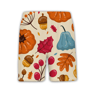 Pumpkin Patch Hawaiian Shirt with Blue Gourds and Red Berry Branches