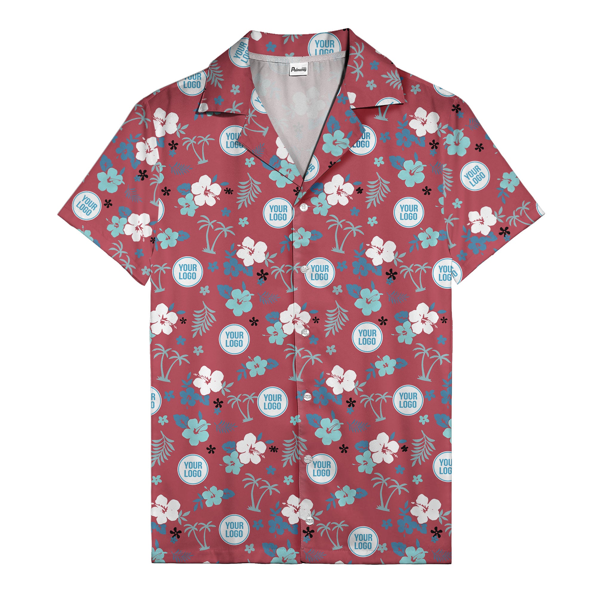Purple Palm Blooms & Teal Leaf Hawaiian Shirt For Men