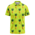 realistic pineapple repeat & custom logo black polo shirt