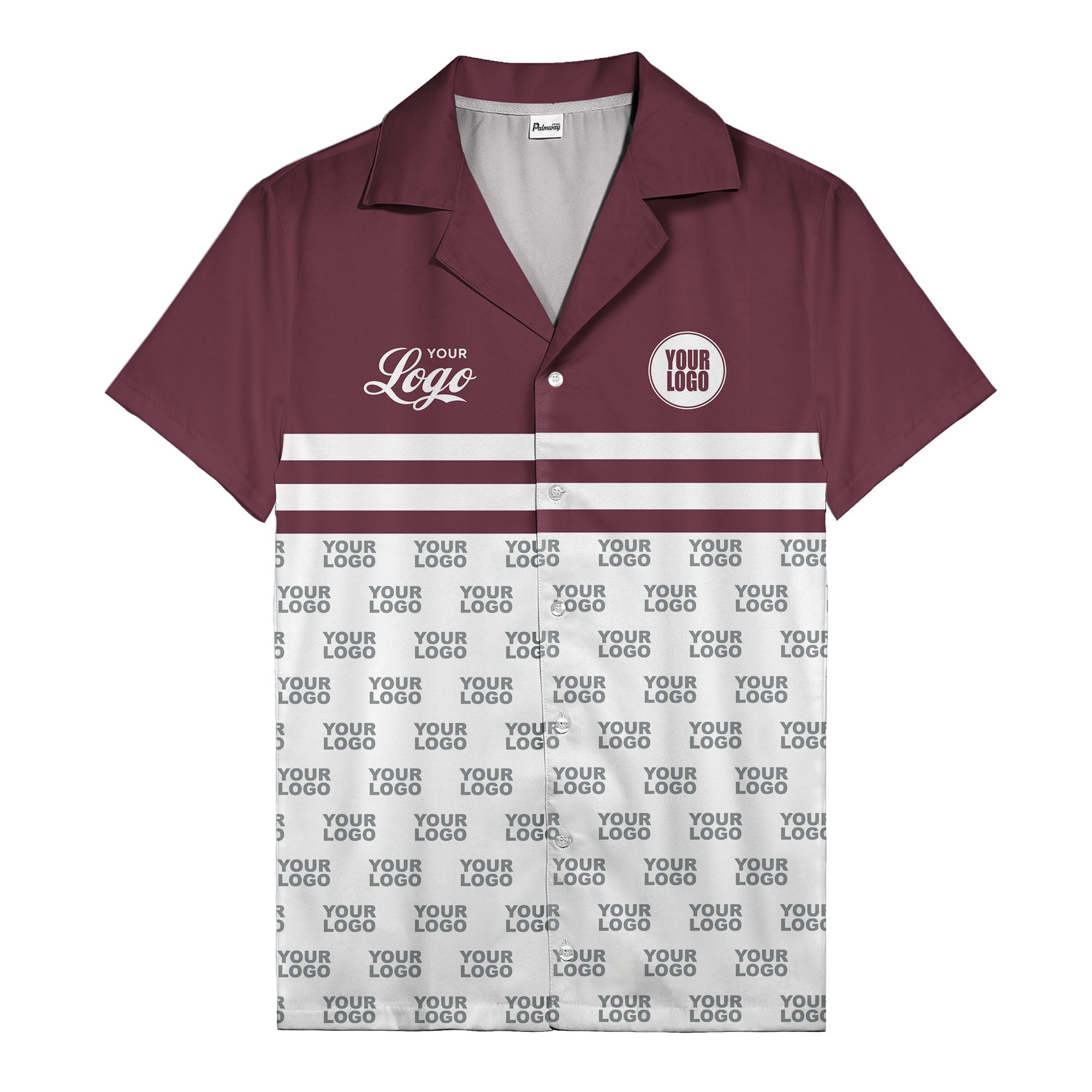 repeating customizable logo hawaiian shirt personalized text aloha button down shirt